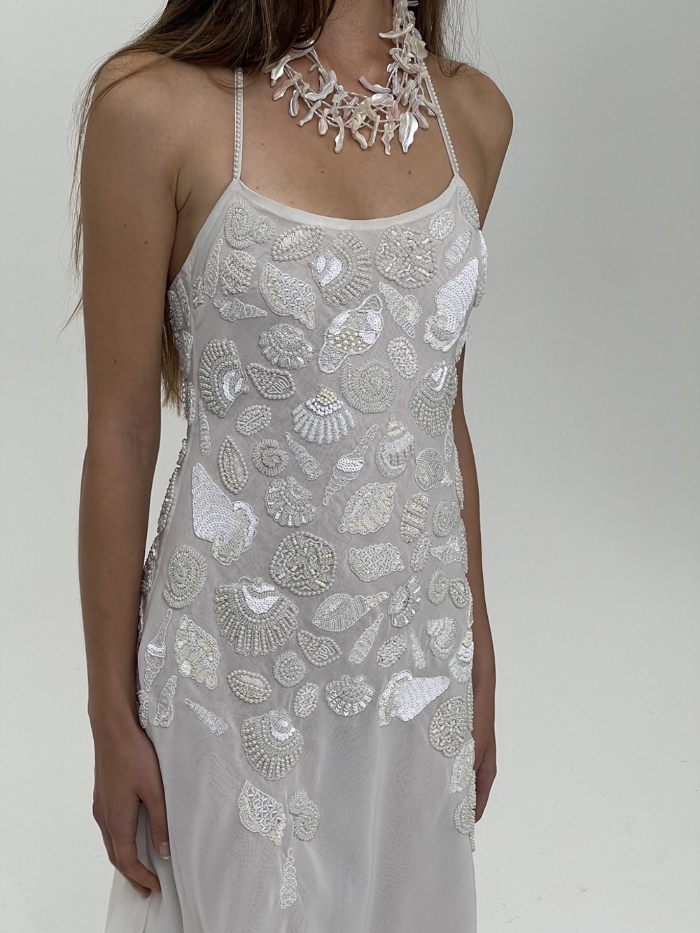 ✨ RARE ✨ For Love & Lemons Seaside Treasure 🐚 Beaded Midi Dress 🌊 Size 0 NWT - Picture 3 of 13